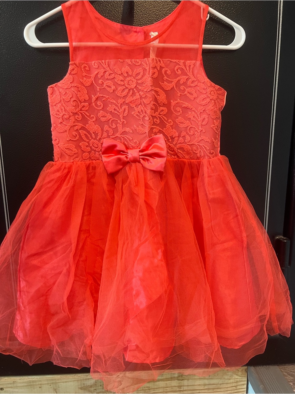 Cherokee Red Lace and Tulle Bow Party Dress